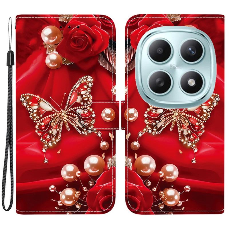 Fliptok Xiaomi Redmi Note 15 5g Gyöngyházrózsaszín Pillangó