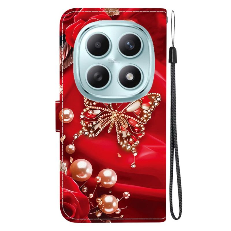 Fliptok Xiaomi Redmi Note 15 5g Gyöngyházrózsaszín Pillangó