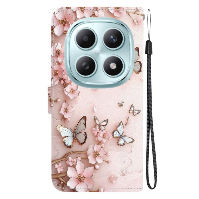 Fliptok Xiaomi Redmi Note 15 5g Rózsaszín Pillangók