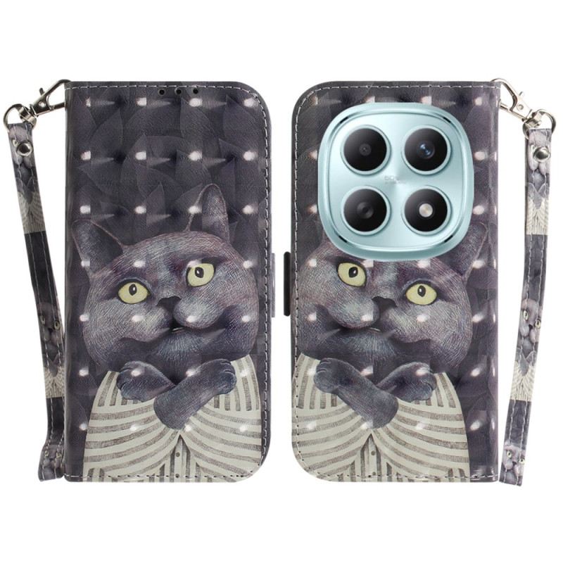 Fliptok Xiaomi Redmi Note 15 5g Szürke Macska Nyakpánttal