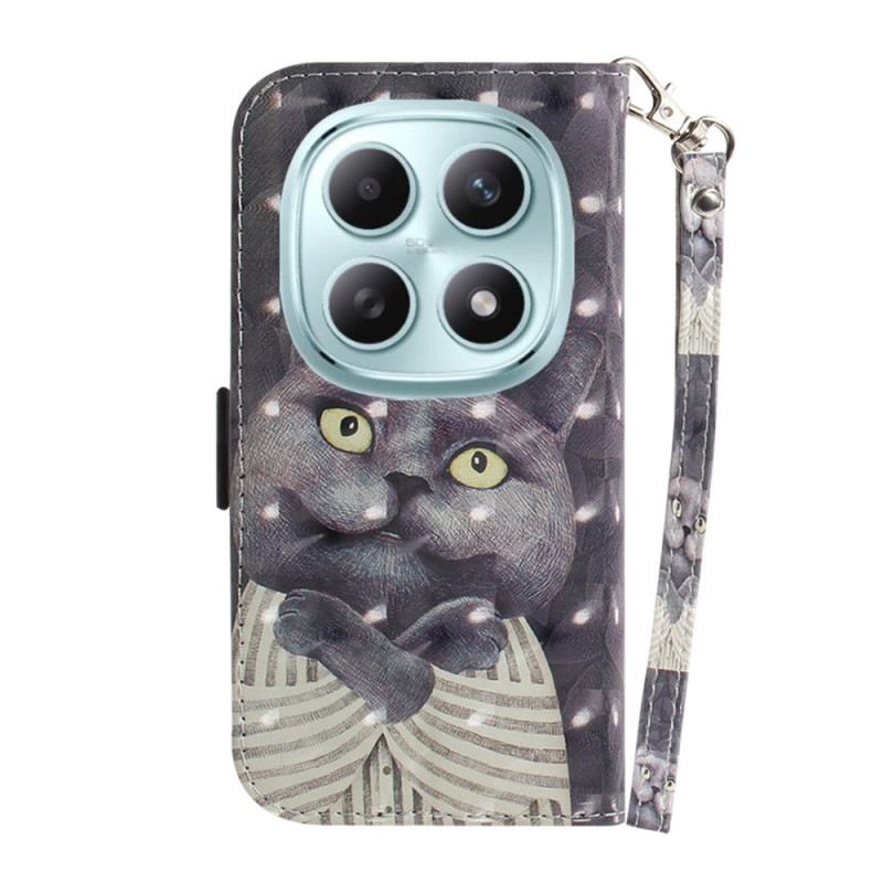 Fliptok Xiaomi Redmi Note 15 5g Szürke Macska Nyakpánttal