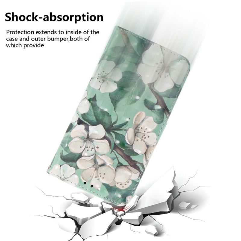 Kinyitható Bőrtok Xiaomi Redmi Note 15 5g Akvarell Virágok