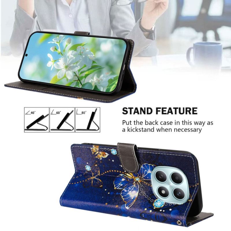 Kinyitható Bőrtok Xiaomi Redmi Note 15 5g Kék Pillangó