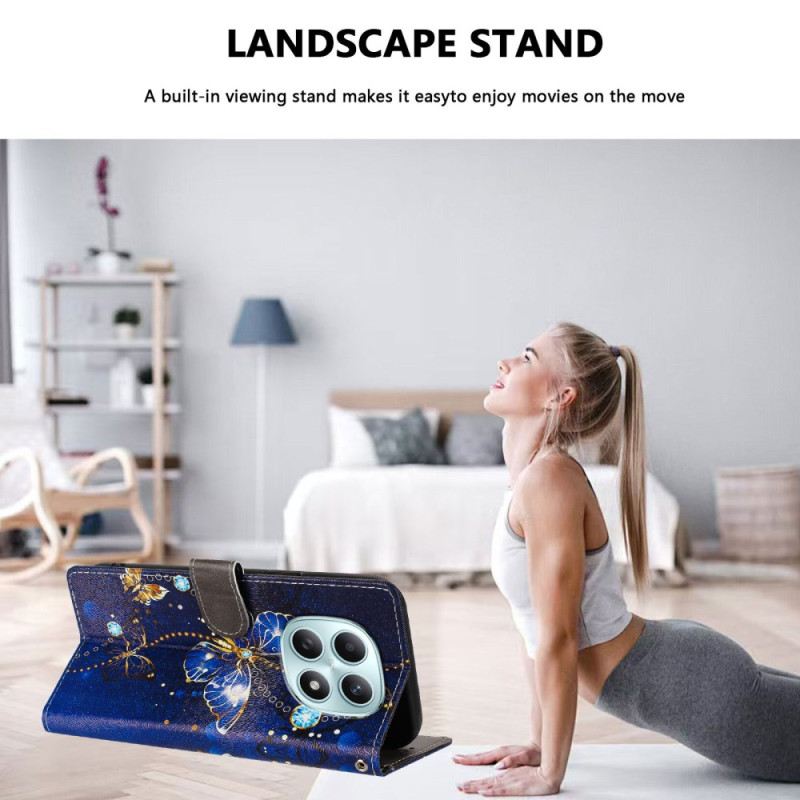 Kinyitható Bőrtok Xiaomi Redmi Note 15 5g Kék Pillangó