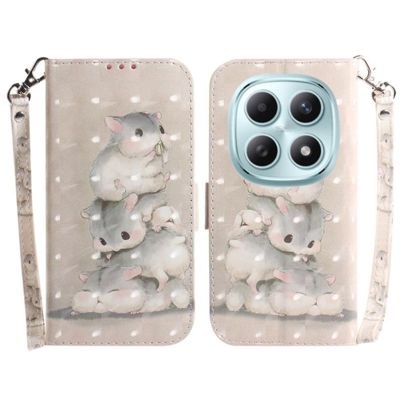 Kinyitható Tokok Xiaomi Redmi Note 15 5g Hörcsögök Nyakpánttal