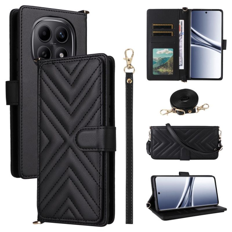 Kinyitható Tokok Xiaomi Redmi Note 15 5g Steppelt Vállpánttal És Pánttal