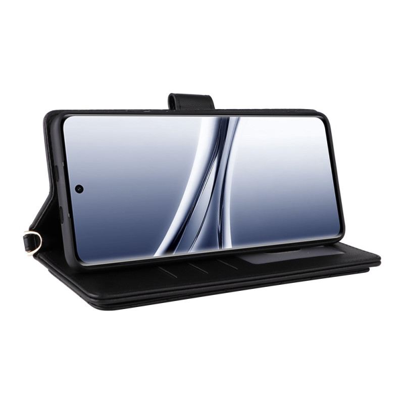 Kinyitható Tokok Xiaomi Redmi Note 15 5g Steppelt Vállpánttal És Pánttal