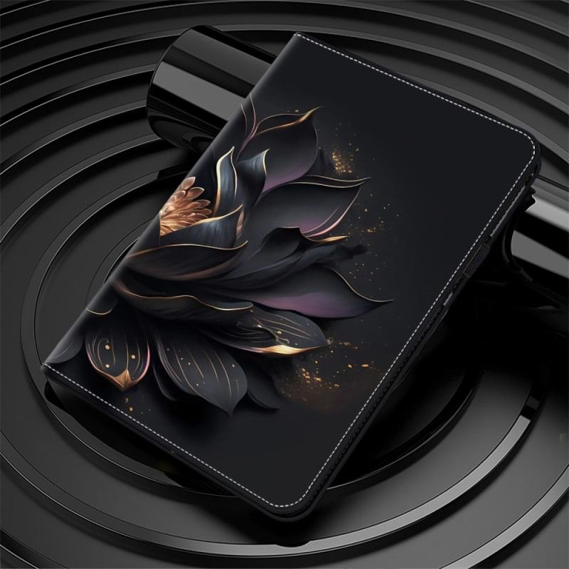 Bőrtok iPad (2025) Fekete Rózsa