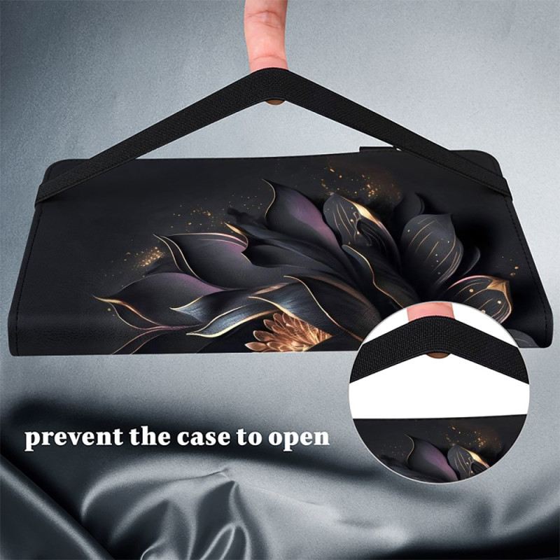 Bőrtok iPad (2025) Fekete Rózsa