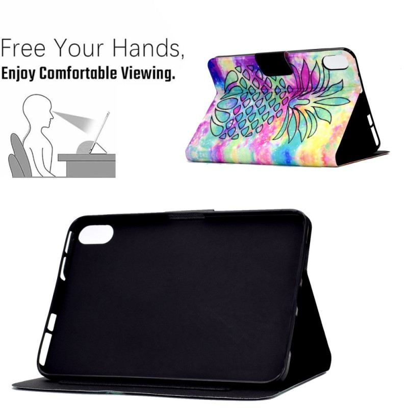 Bőrtok iPad (2025) Grafikus Ananász