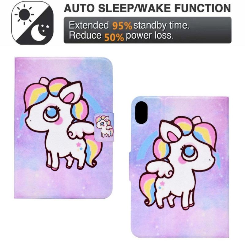 Kinyitható Bőrtok iPad (2025) Unikornis Rajzolása