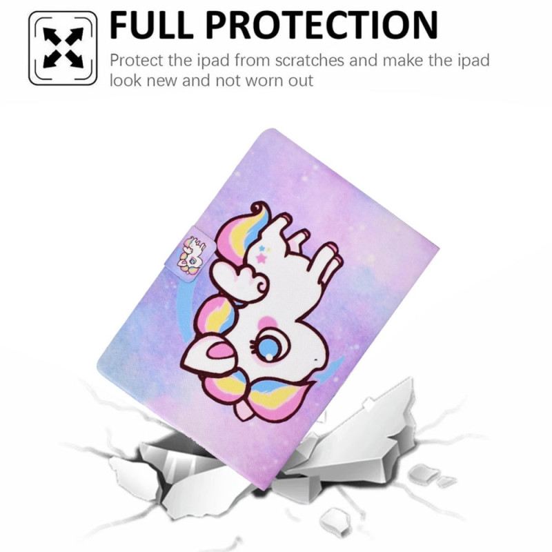Kinyitható Bőrtok iPad (2025) Unikornis Rajzolása