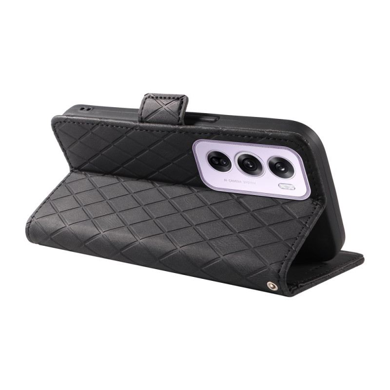 Bőrtok Oppo Reno 12 5g Gyémánt Nyomatok Pánttal
