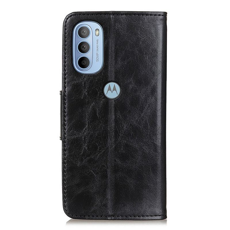 Fliptok / Bőrtok Moto G41 / G31 Hasított Bőr Megfordítható Kapocs