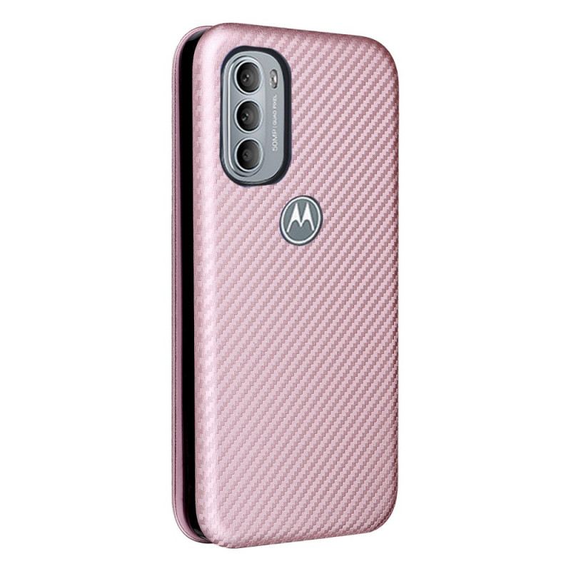Fliptok Moto G41 / G31 Bőrtok Szilikon Szén